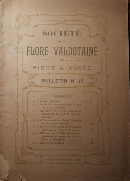 Societé de la flore valdotaine (bullettin n.16) - copertina
