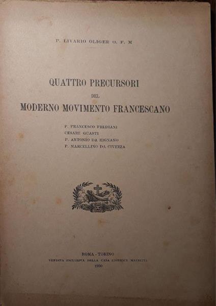 Quattro precursori del moderno movimento francescano - copertina