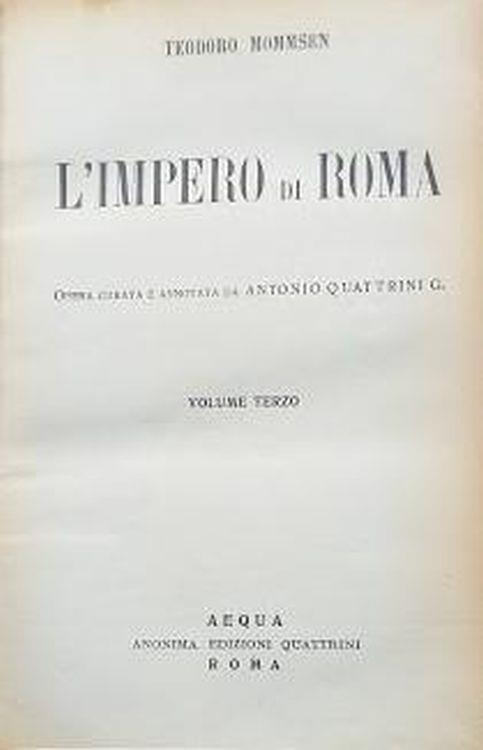 L' impero di Roma, volume terzo - Theodor Mommsen - copertina