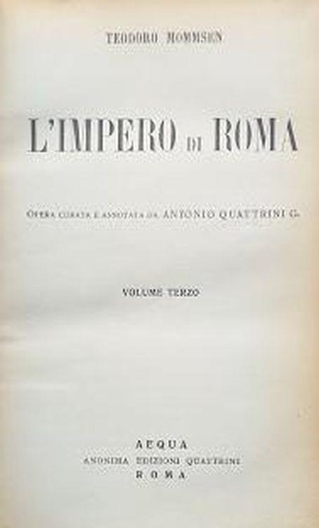L' impero di Roma, volume secondo - Theodor Mommsen - copertina