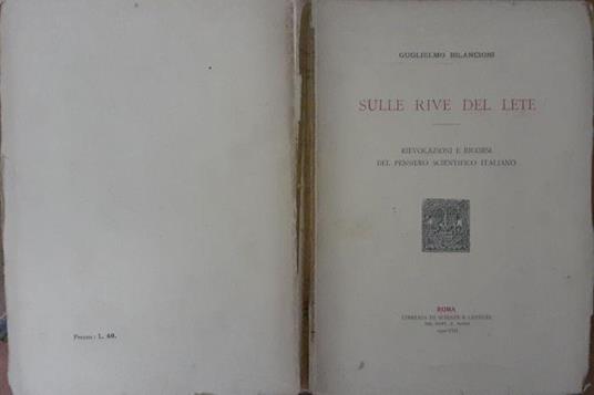 Sulle rive del Lete - Guglielmo Bilancioni - copertina