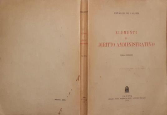 Elementi di diritto amministrativo - Arnaldo De Valles - copertina