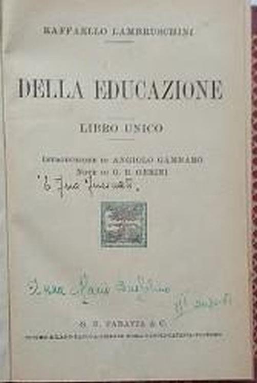 Della Educazione. Libro Unico - Raffaello Lambruschini - copertina