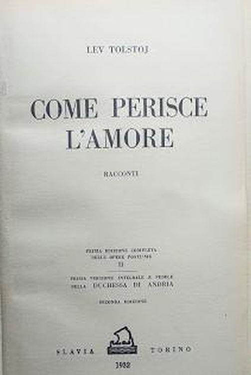 Come perisce l'amore, racconti - Lev Tolstoj - copertina