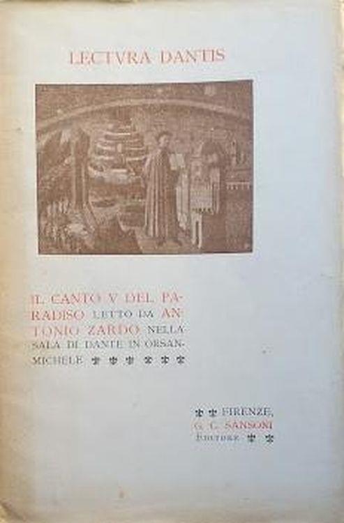 Lectura Dantis: il Canto V del Paradiso - Antonio Zardo - copertina