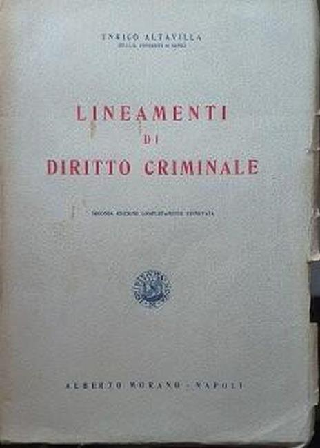 Lineamenti di Diritto Criminale - Enrico Altavilla - copertina