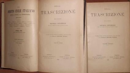 Della trascrizione. Volume I II - Nicola Coviello - copertina