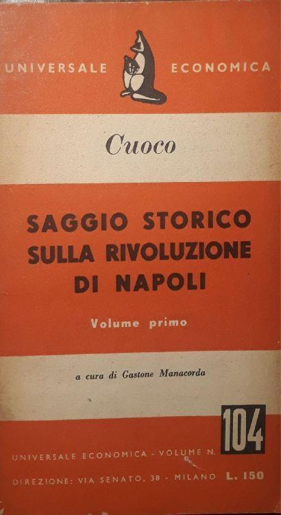 Saggio storico sulla rivoluzione di Napoli (volume primo) - Vincenzo Cuoco - copertina