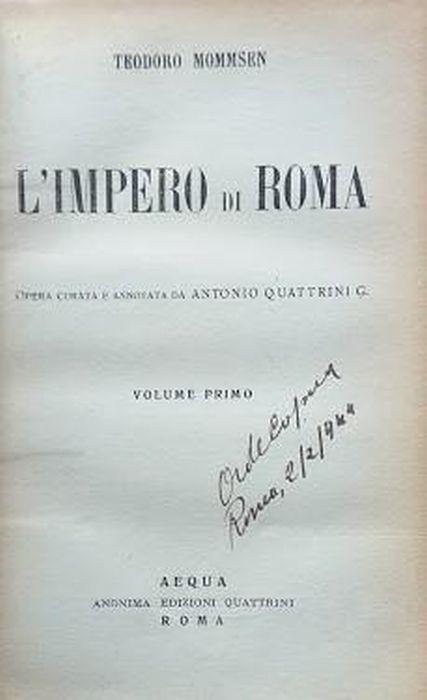 L' impero di Roma. Volume primo: l'impero che ritorna - Theodor Mommsen - copertina