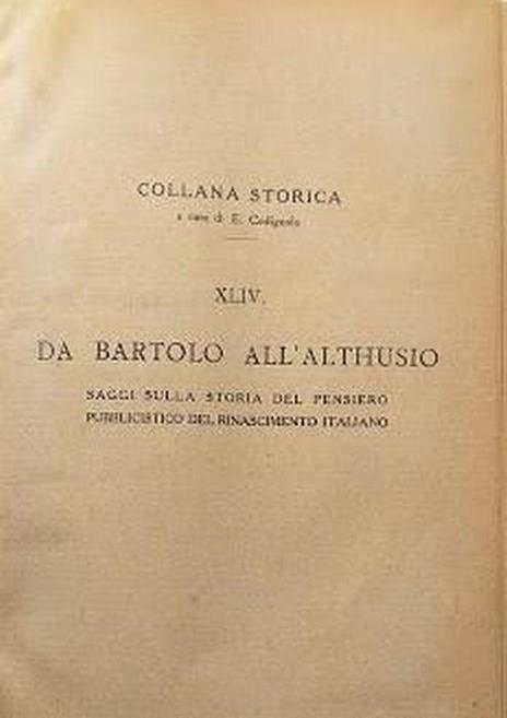 Da Bartolo all'Althusio - Francesco Ercole - copertina