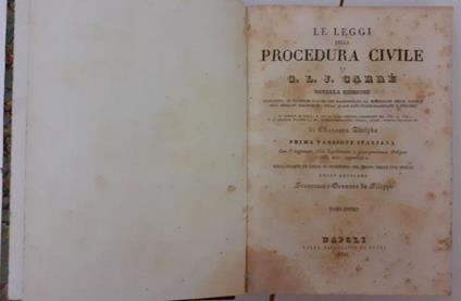 Le leggi della procedura civile Tomo primo - L. G. Carré - copertina