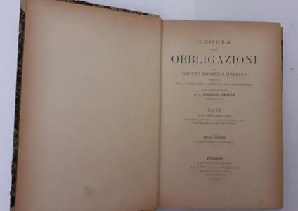 Teoria delle obbligazioni nel diritto moderno italiano - Giorgio Giorgi - copertina