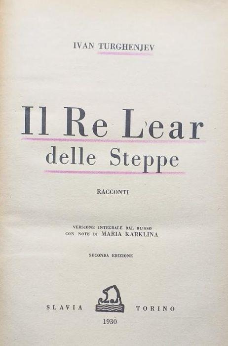Il re Lear delle Steppe - copertina