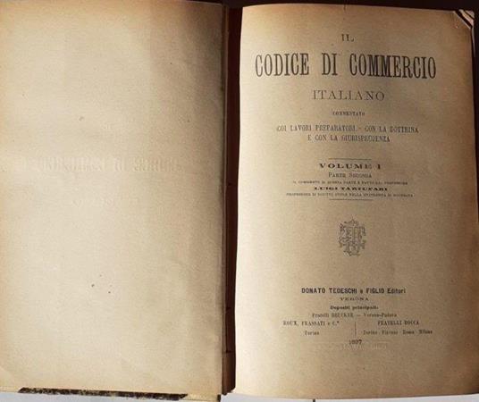 Il codice di commercio italiano Volume I - Luigi Tartufari - copertina