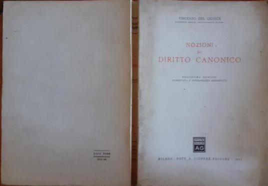 Nozioni di diritto canonico - Vincenzo Del Giudice - copertina