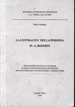 La centralità della persona in A. Rosmini