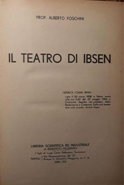 Il teatro di Ibsen - Alberto Foschini - copertina