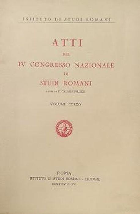 Atti del IV Congresso Nazione di Studi Romani, vol. 3 - copertina