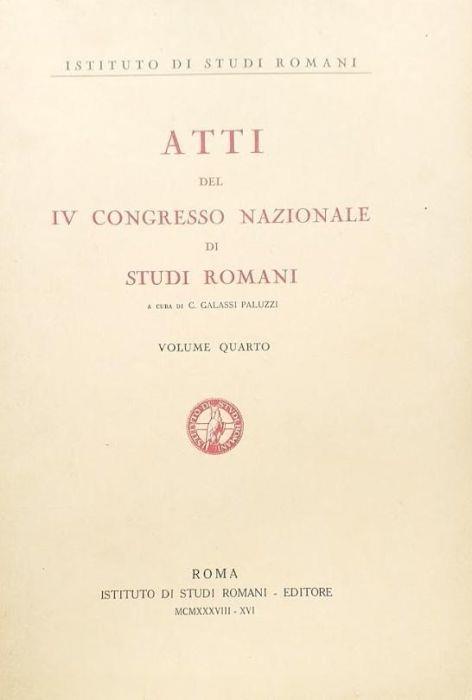 Atti del IV Congresso Nazionale di Studi Romani, vol. 4 - copertina