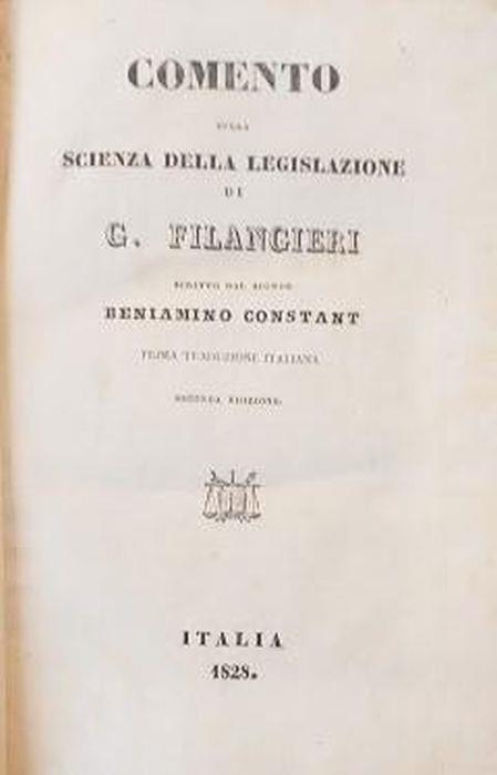 Comento sulla scienza delle legislazione di G. Filangieri - Benjamin Constant - copertina