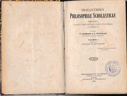 Praelectiones Philosophiae Scholasticae, vol 1 logicam et ideologiam - copertina