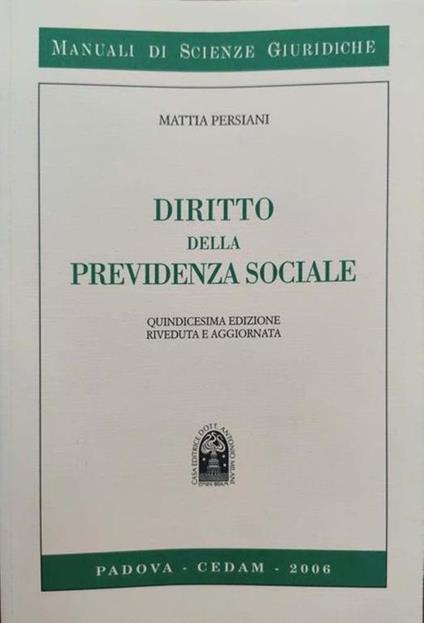 Diritto della previdenza sociale - Mattia Persiani - copertina