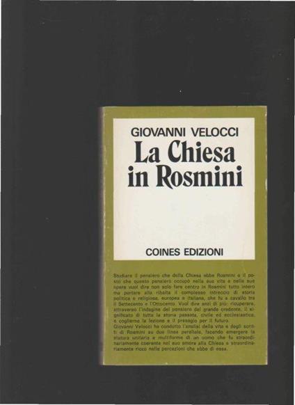 La Chiesa In Rosmini - Giovanni Velocci - copertina