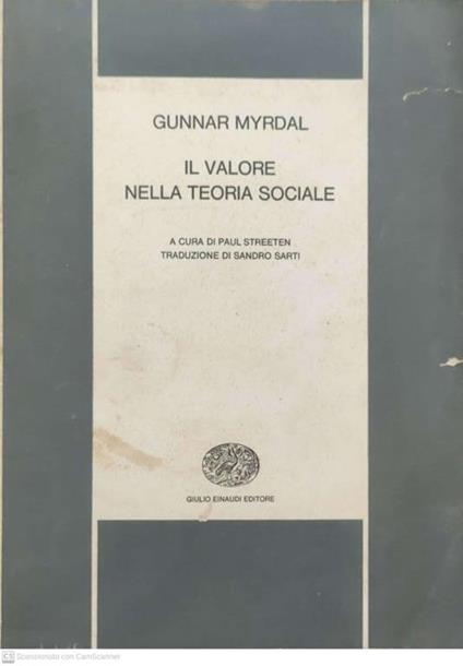 Il valore nella teoria sociale - Gunnar Myrdal - copertina