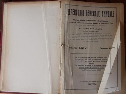 Repertorio generale annuale di giurisprudenza, bibliografica e legislazione di diritto civile, commerciale, penale e amministrativo - A. N. Fabian - copertina