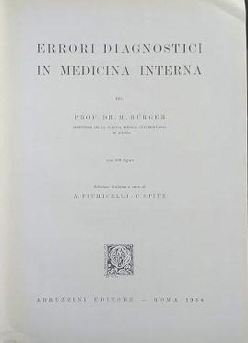 Errori diagnostici in medicina interna - M. Burger - copertina