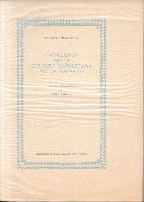I paglietti nella cultura napoletana del settecento - Franco Strazzullo - copertina