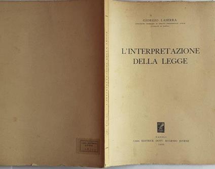 L' interpetazione della legge - Giorgio Laserra - copertina