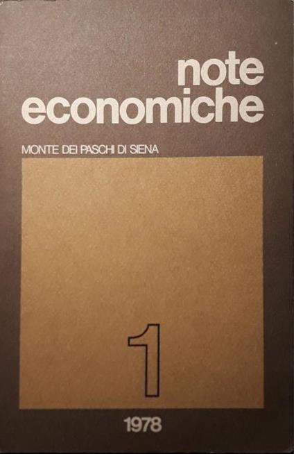 Note economiche n.1/1978 - copertina