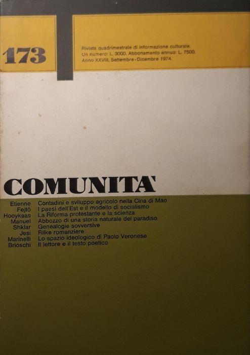 Comunità (n.173 Sett. - Dic. 1974) - copertina