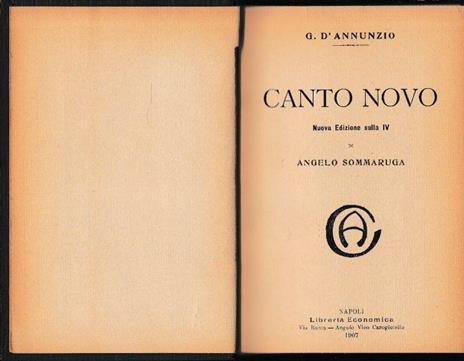 Canto Novo - Primo vere, liriche. Volume doppio, rilegato con due opere - Gabriele D'Annunzio - copertina