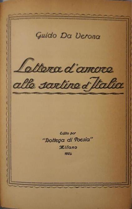 Lettera d'amore alle sartine d'Italia - Guido Da Verona - copertina