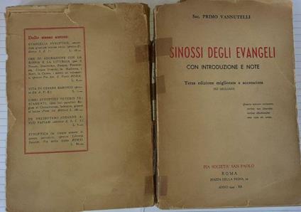 Sinossi degli evengeli con introduzione e note - Primo Vannutelli - copertina