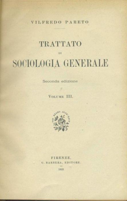 Trattato di sociologia generale. 3 volumi - Vilfredo Pareto - copertina