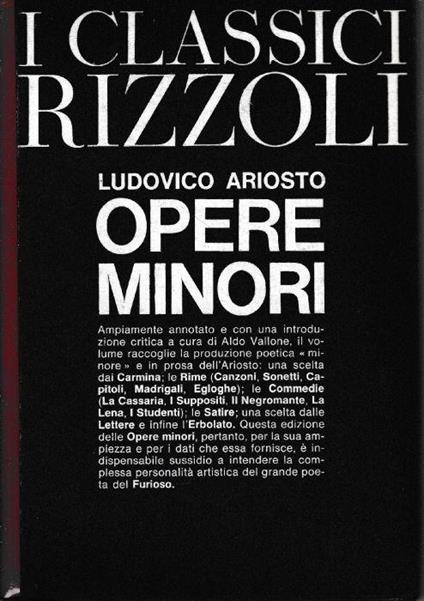 Ludovico Ariosto Opere minori - Aldo Vallone - copertina