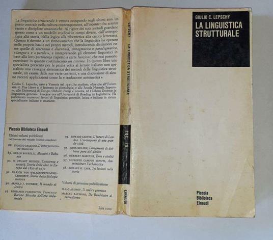 La linguistica strutturale - Giulio C. Lepschy - copertina