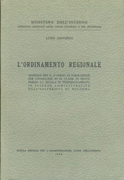 L' ordinamento regionale - Luigi Giovenco - copertina