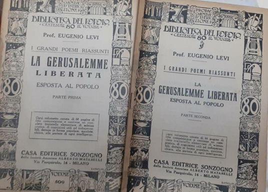 La Gerusalemme liberata. Parte prima. Parte seconda - Eugenio Levi - copertina