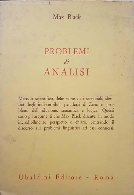 Problemi di analisi - Max Black - copertina