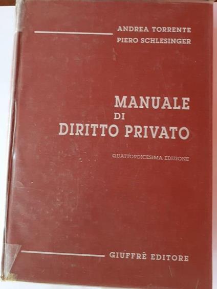 Manuale di diritto privato - Andrea Torrente - copertina