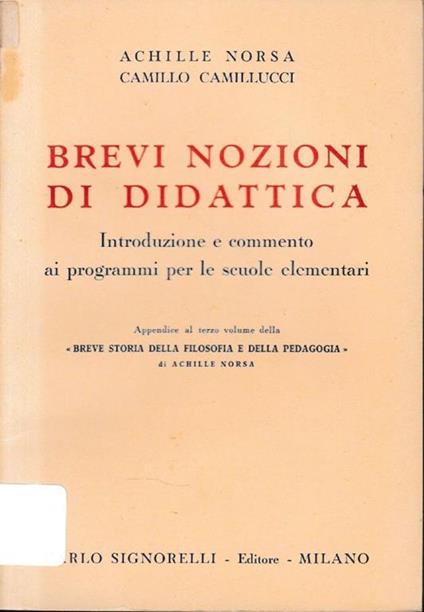 Brevi nozioni di didattica - Achille Norsa - copertina