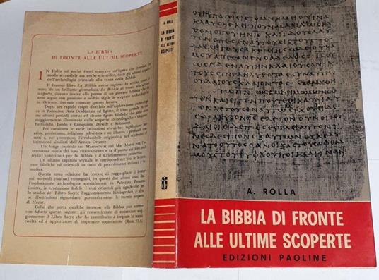 La Bibbia di fronte alle ultime scoperte - Armando Rolla - copertina