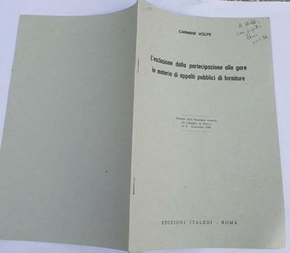 L' esclusione dalla partecipazione alle gare in materia di appalti pubblici di forniture - copertina