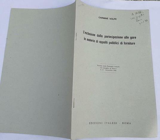 L' esclusione dalla partecipazione alle gare in materia di appalti pubblici di forniture - copertina