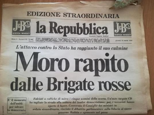 Edizione straordinaria La Repubblica Moro rapito dalle Brigate