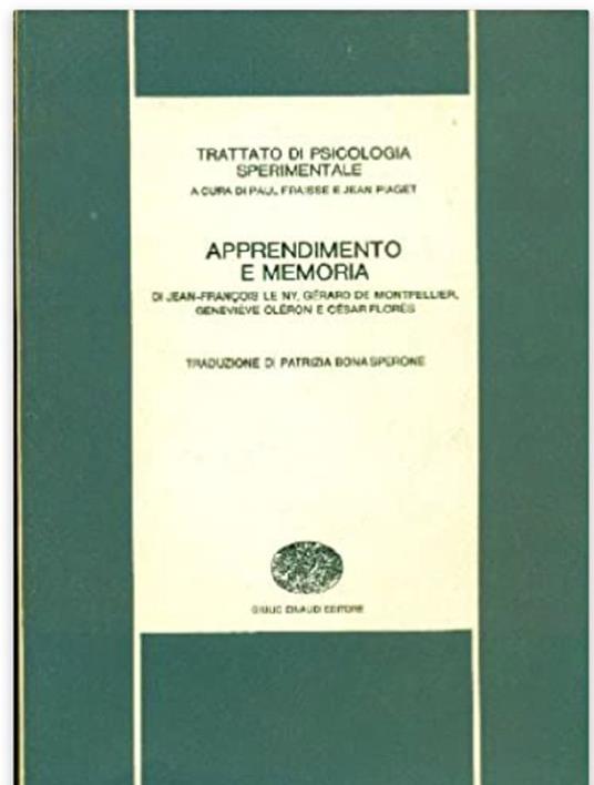 Apprendimento E Memoria - Jean Piaget - copertina